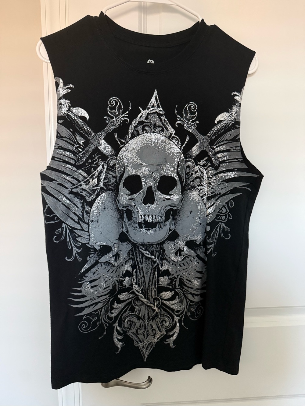 Men's Black Sleeveless Skull Graphic Tee - Goodie Two Sleeves